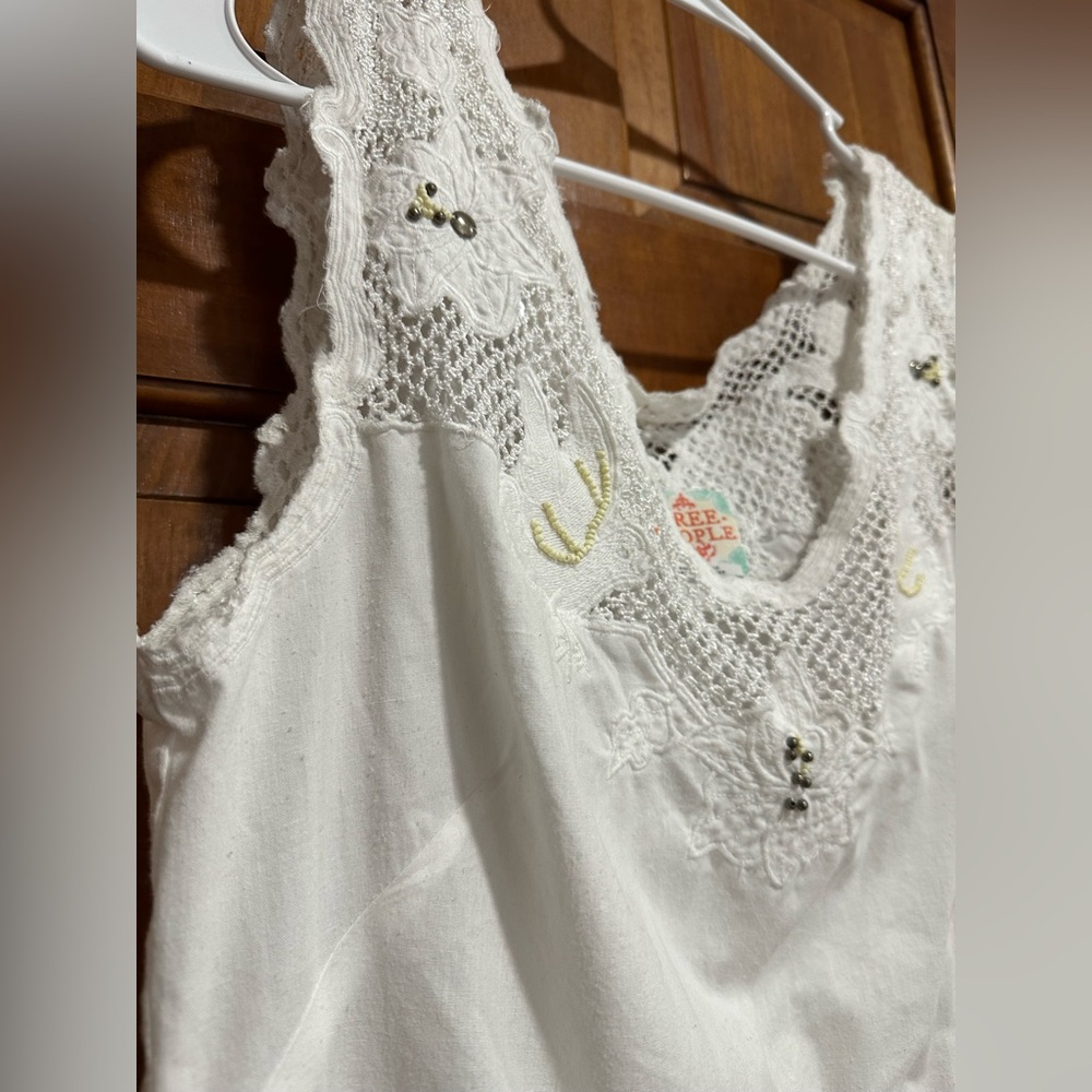 Free People White Crochet and Lace Detail Dress - Picture 5 of 8